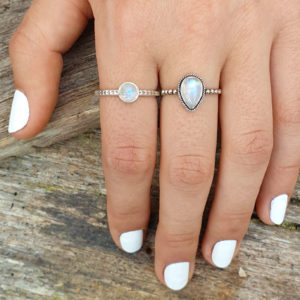 Dot Band Moonstone Silver Gemstone Ring