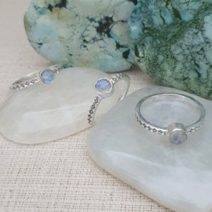Dot Band Moonstone Silver Gemstone Ring
