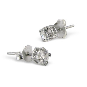 Solid Sterling Silver 4mm CZ Earring Studs