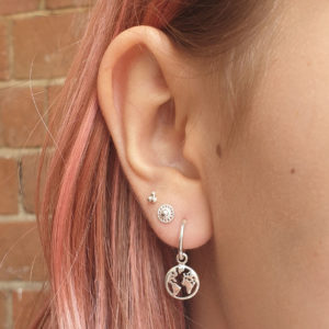 Earth Charm Hoop Earrings