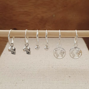 Skull Charm Hoop Earrings