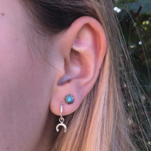 Crescent Moon Charm Hoop Earrings