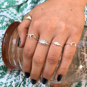 Beaded Shell Silver Ring