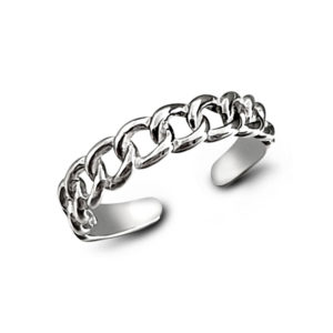 Adjustable Chain Mid Finger Silver Ring