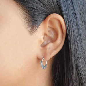 Small Mandala Silver Hoop Earrings