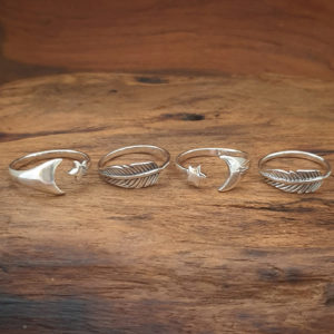 Big Moon Star Adjustable Silver Ring