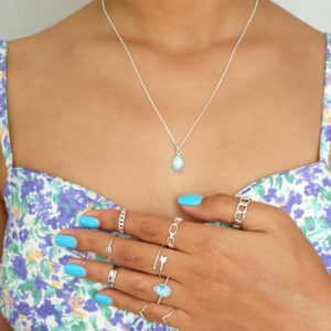Water Drop Larimar Silver Necklace