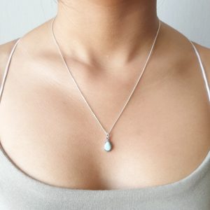 Water Drop Larimar Silver Necklace