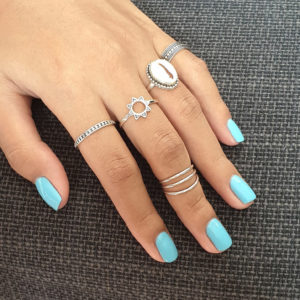 Slim Bead Band Silver Stacker Ring