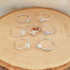 Opal Fine Banded Silver Ring