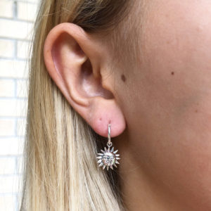 Smiling Sun Silver Hoop Earrings