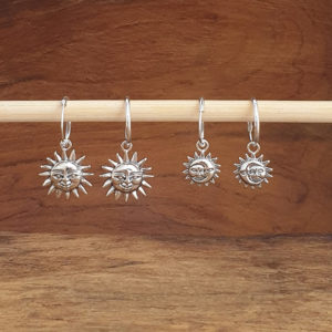 Smiling Sun Silver Hoop Earrings