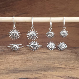 Smiling Sun Silver Hoop Earrings