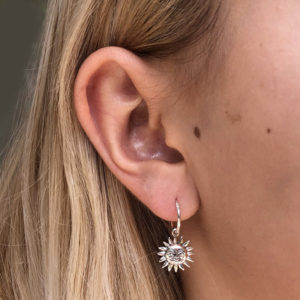 Smiling Sun Silver Hoop Earrings