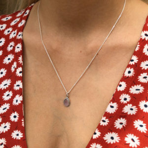 Water Drop Rose Quartz Silver Necklace