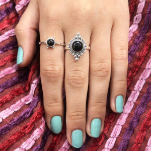 Boho Onyx Silver Ring