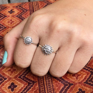 Small Smiling Sun Silver Ring
