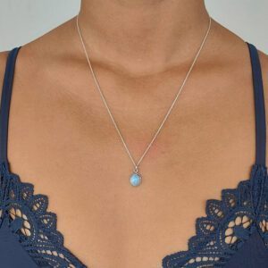 Larimar Oval Silver Necklace