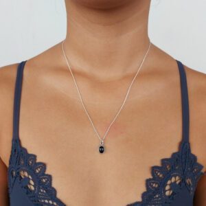 Black Onyx Oval Silver Necklace