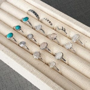 Circle Moonstone Silver Gemstone Ring