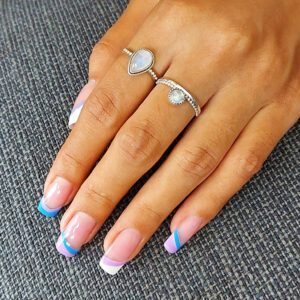 Moonstone Circle Beaded Band Silver Ring
