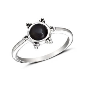 3 Bead Onyx Silver Ring