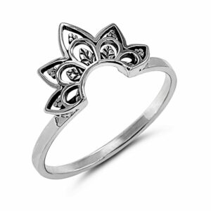 Mandala Flower Silver Ring