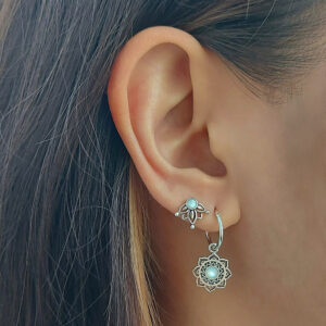 Mandala Shell Silver Earring Studs