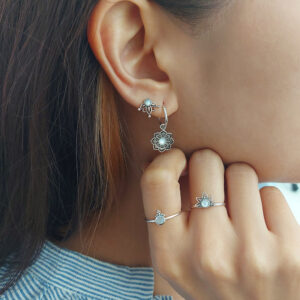 Mandala Shell Silver Earring Studs