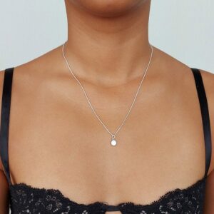 White Shell Disc Charm Silver Pendant Necklace