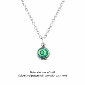 Abalone Shell Disc Charm Silver Pendant Necklace