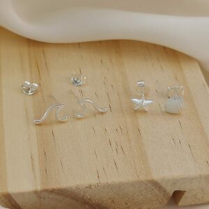 Surf Wave Silver Earring Studs