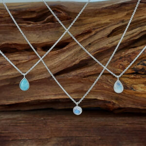 Round Moonstone Fine Silver Necklace