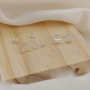 Starfish and Shell Silver Earring Studs