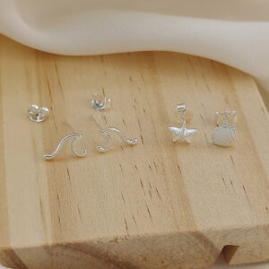 Starfish and Shell Silver Earring Studs