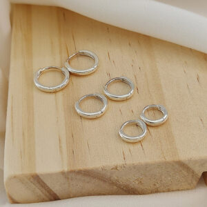Plain 13mm Silver Hoop Huggie Earrings