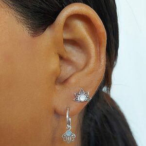 Beaded Mandala Silver Earring Studs