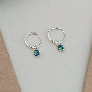 Tiny Abalone Hoop Charm Earrings