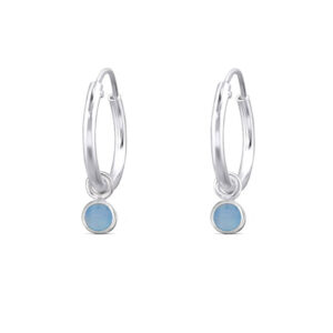 Tiny Blue Shell Hoop Charm Earrings