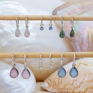 Tiny White Shell Hoop Charm Earrings