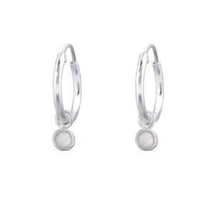 Tiny White Shell Hoop Charm Earrings