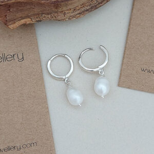 Fresh Water Pearl Hoop Charm Earrings