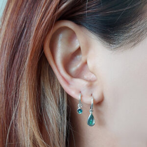 Tear Drop Abalone Hoop Charm Earrings