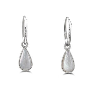 Water Drop White Shell Hoop Charm Earrings