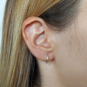 Plain 11mm Silver Hoop Huggie Earrings