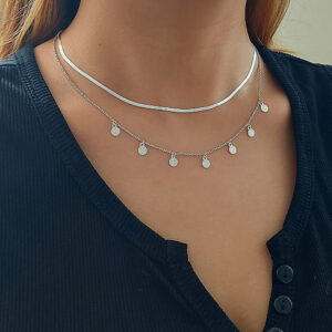 Thin Herringbone Silver Necklace