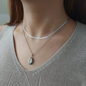 Thin Herringbone Silver Necklace