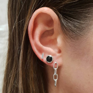 Chain Link Silver Earring Studs