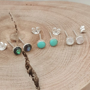 Small Mother of Pearl Shell Silver Stud Earrings