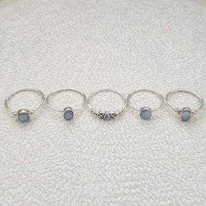 Blue Oval Shell Silver Ring